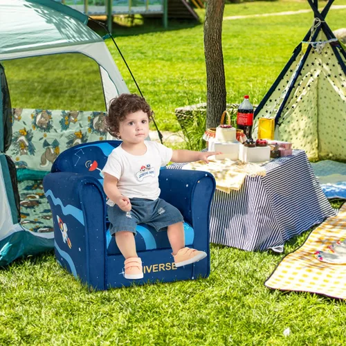 Vista 36 de Costzon Flyman - Sofá para niños, sillón con reposabrazos con patrón, muebles para niños pequeños con construcción de madera resistente, preescolar