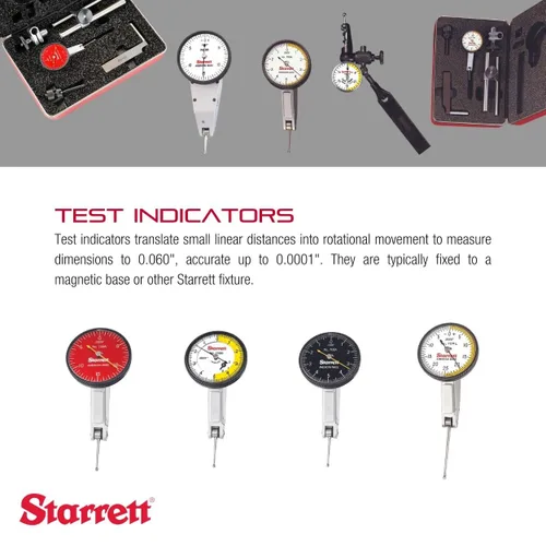 Vista 3 de Indicador de prueba de dial con accesorios Starrett Last Word, pulgadas, Blanco, 1