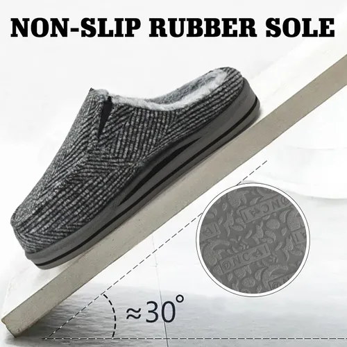 Vista 7 de ONCAI Pantuflas tipo zueco para hombre con soporte de arco a rayas, piel sintética, mezcla de algodón, espuma viscoelástica de alta densidad