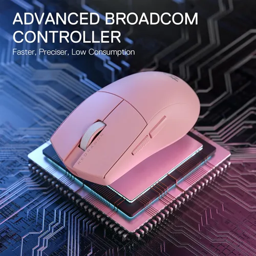 Vista 4 de Redragon M916 PRO - Mouse inalámbrico para juegos de 3 modos, 55G ultra ligero 26K DPI con construcción ergonómica de agarre natural, botones