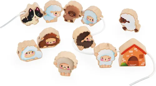 Vista 12 de Janod - Sweet Cocoon Thread Beads - 21 Birds, Wings and Clouds - Develops Fine Motor Skills - FSC Wooden Toy - Learning Game - From 24 Months, J04050