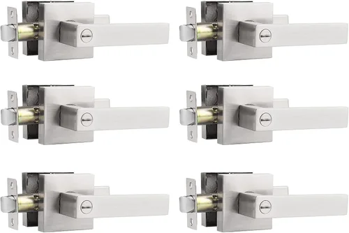 Vista 3 de Probrico - Manija de puerta negra resistente para interior, manija de puerta para dormitorio y baño, palanca de puerta de privacidad sin llave, Negro