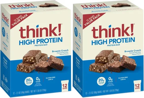 Vista 16 de think! Barras ricas en proteína de 20 gramos, paquete surtido, 0-3 gramos de azúcar, sin edulcorantes artificiales, sin OMG, barra de 2.1-2.2 oz