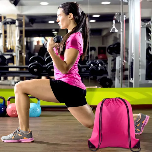 Vista 5 de KUUQA Mochila con cordón, bolsa de almacenamiento para escuela, gimnasio, viajes, 8 colores, Viajar