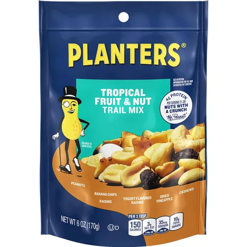 Planters Frutas tropicales y frutos secos, mezcla de frutos secos, 6 onzas