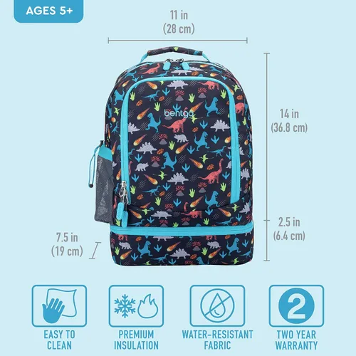 Vista 5 de Bentgo Kids Prints, 2 en 1, Mochila y lonchera aislada