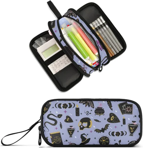 Vista 24 de Estuche de lápices de gran capacidad con estampado de vaca, estuche para lápices de oficina, escuela, bolsa de almacenamiento grande