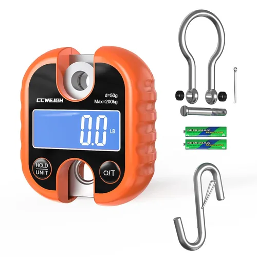Vista 6 de Báscula digital para grúa de 440 libras y 440.9 lbs – Báscula compacta LCD para colgar de mano para garaje, granja, caza, pesca y más