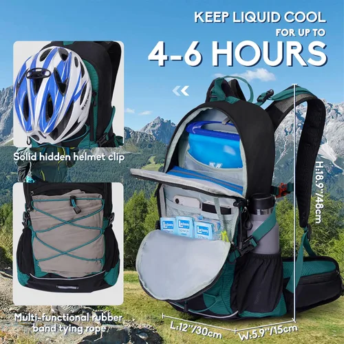 Vista 6 de Mochila de agua de senderismo de 20L + 18L con bolsa de agua de 2 a 3 L - Válvula de mordida de alto flujo - Mochila de hidratación
