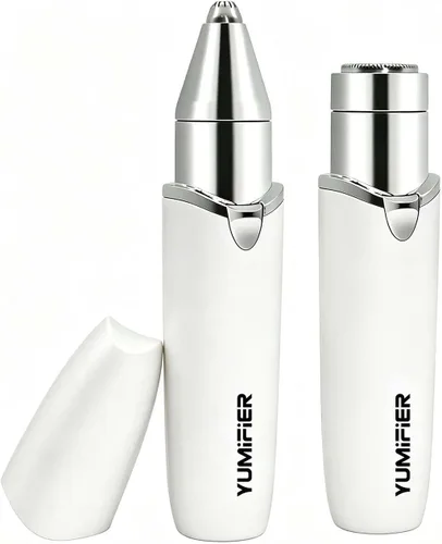 Recortadora de vello facial 2 en 1 para mujer, tamaño de lápiz labial, maquinilla de afeitar eléctrica portátil, para cejas, vello de nariz, labio