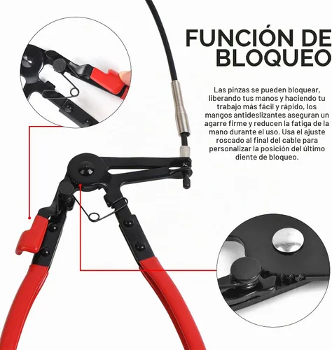 Vista 3 de Alicates de abrazadera de manguera flexible de 24" con herramienta de bloqueo para combustible, aceite y agua de 2 pies de largo alcance