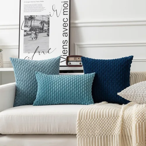 Vista 213 de Kevin Textile - Juego de 2 fundas de almohada decorativas de pana suave, estilo bohemio, a rayas, decoración del hogar para sofá, cama, sofá y sala