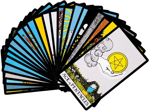 Vista 5 de Vitacera - Baraja de cartas de tarot original con guía y bolsa de tarot de lino - Ilustraciones clásicas de Smith, barajas de tarot estándar