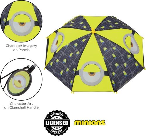 Vista 3 de The Minions Kids Umbrella And Poncho Raincoat Set, Minions Rain Wear For Boys Ages 4-7