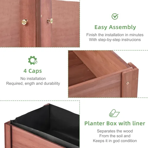 Vista 5 de Cama de Jardín Elevada con Patas de 31x16x31 pulgadas, Maceta de Madera para Plantas de Exterior, Flores, Frutas, Vegetales y Hierbas