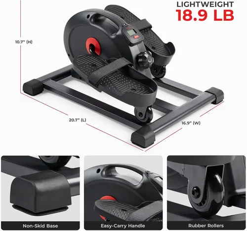 Vista 6 de Sunny Health & Fitness Under Desk Pedal Elliptical Machine, Adjustable Resistance Leg Exerciser Office Home Workout While Sitting for Seniors