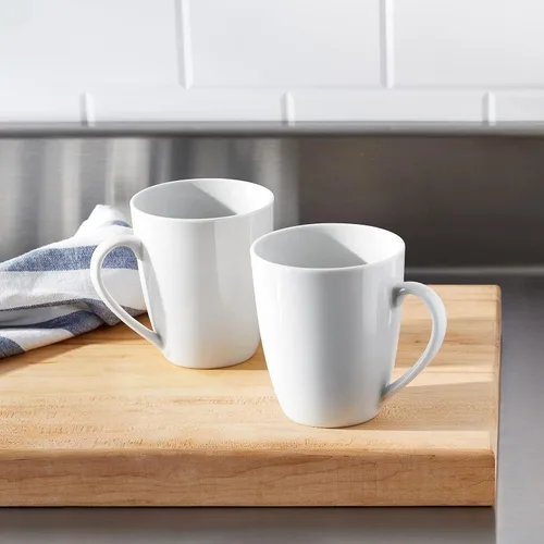 Vista 5 de Amazon Basics Porcelana, juego de tazas de café de 12 onzas, 12 unidades, color blanco