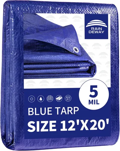 Vista 62 de RAINDEWAY Tarps - Lona impermeable de color azul de 4 x 16 pies de grosor, resistente a desgarros, multiusos, para techo, campamento, automóvil