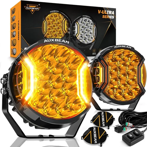 Vista 11 de Auxbeam V-Ultra Series - Faros antiniebla ámbar tipo cápsula de 3 pulgadas y 108W, función DRL, 3 modos y cubiertas protectoras, barra de luz
