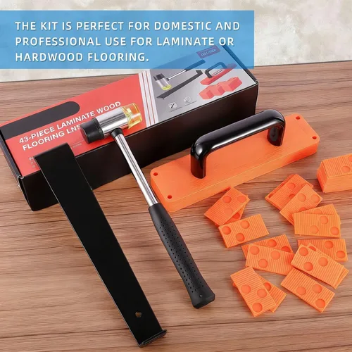 Vista 6 de Kit de 43 piezas para herramientas de suelo laminado, kit de instalación LVP, herramientas para suelos de vinilo, taco de golpeteo con mango