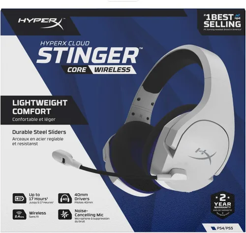 Vista 12 de HyperX Cloud Stinger Core - Auriculares inalámbricos para juegos, para PS4, PS5, PC, ligeros, deslizadores de acero duraderos, micrófono