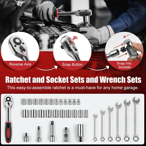 Vista 3 de Sundpey 132-PCs Car Tool Kit - Portable General Basic Home and Automotive Repair Tool Set with Drawer for Men Women with Hook & Pick & Fastener &