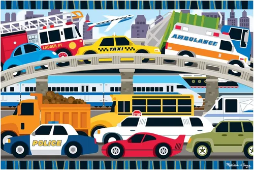 Melissa & Doug Traffic Jam Rompecabezas jumbo (24 piezas, 2 x 3 pies de largo)