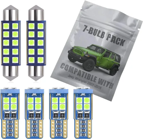 EBAIFUN Kit de 7 luces LED azul hielo para interiores compatibles con Jeep Wrangler JK de 2 puertas y 4 puertas 2007 2008 2009 2010 2011 2012 2013