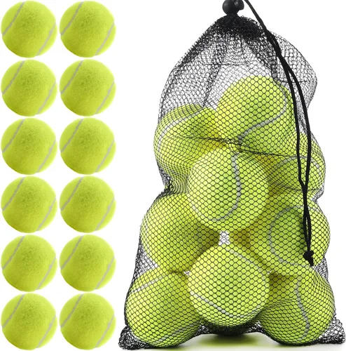 Vista 12 de INSUM Bulk Tennis Balls for Beginner – 12 Pack High Elasticity Practice Tennis Balls with Mesh Bag, Suit for Pet Dog Training, Fetching