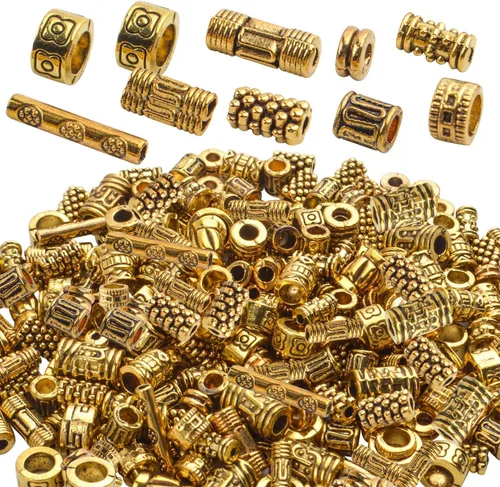 BronaGrand 3.53 oz (alrededor de 220-300 unidades) cuentas espaciadoras de columna de oro antiguo, abalorios, collares, dijes, accesorios para Oro