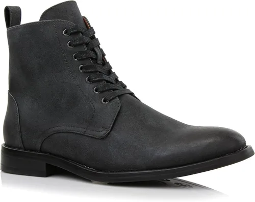 Vista 14 de Polar Fox Botas de tobillo para hombre Colección de botas casuales con cordones Estilos de punta redonda y punta lisa 1. Negro y lana