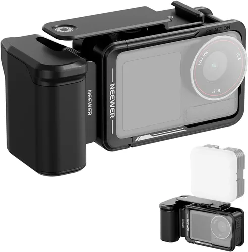 Vista 9 de NEEWER Kit de jaula para cámara de acción compatible con DJI Osmo Action 5 Pro 4 3 DJI Mic, accesorios de marco protector con montaje de zapata fría