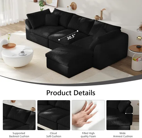 Vista 8 de SYFERLORY Loveseat Sofa Bed, Folding Corduroy, Floor Sofa with Pull Out Bed, Modular Sectional, Multi-2-Way Use, Space Saving, No