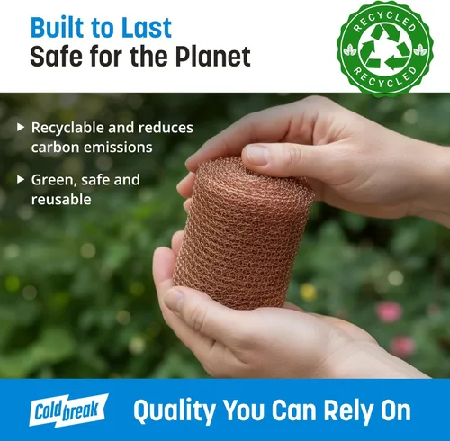 Vista 7 de Coldbreak Control de roedores de malla de cobre, rollo de lana de cobre inoxidable de 5" x 30' para relleno de agujeros de pared, control