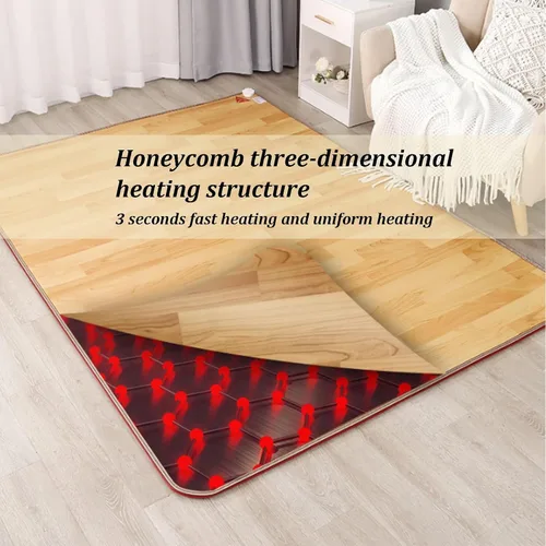 Vista 2 de Electric Heated Area Rug, Heated Floor Carpet with 12H Timing Function, Indoor Space Heater, Foot Warmer, Mobile Floor Heating Pads for Home, Living