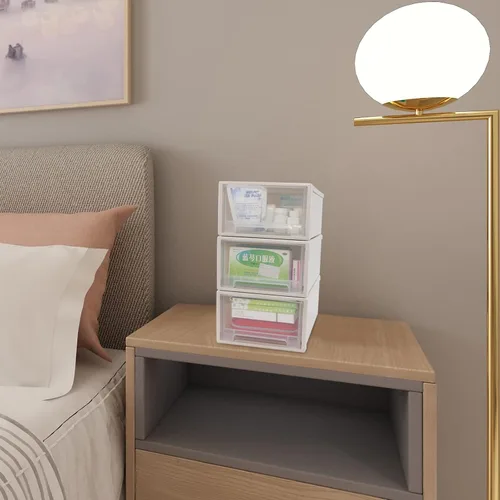 Vista 13 de Cajones de almacenamiento apilables de plástico de 13 cuartos de galón, 3 paquetes, unidad de cajón de almacenamiento de plástico