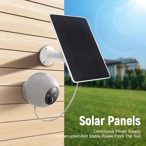 Vista 3 de Panel solar USB para cámara Ring, cargador de panel solar tipo C 5 V 6 W con cable de carga impermeable de 10 pies, micro USB y USB-C y puerto