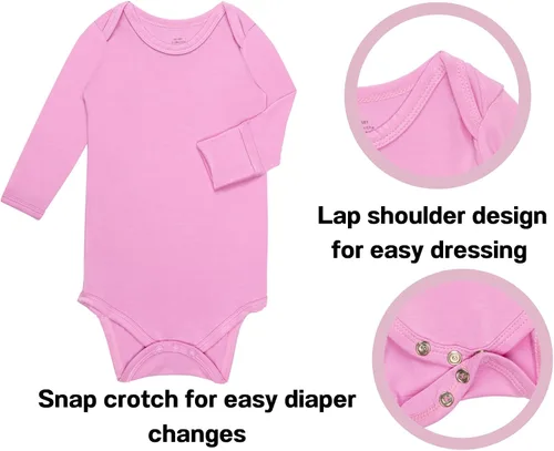 Vista 9 de Body para bebé con puños de manopla, rayón hecho de bambú, pijama de manga larga para niños y niñas