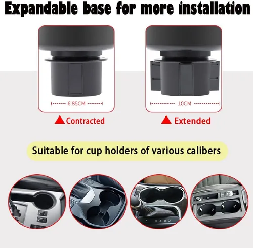 Vista 2 de Expansor de portavasos para automóvil, soporte de teléfono 2 en 1 con base ajustable, portavasos de automóvil para Yeti Hydro Flasks taza de 16-40