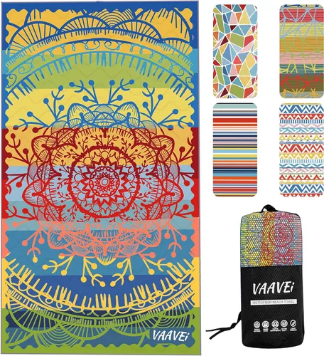 Toalla de playa - Secado rápido y absorbente - Toalla de microfibra ligera y compacta (Mandala)