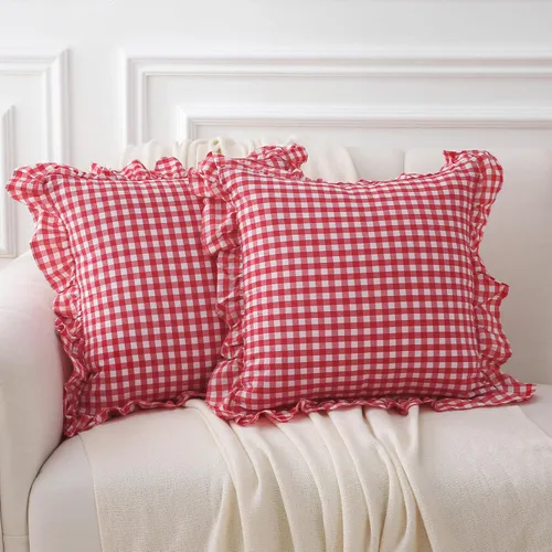 Vista 32 de 2 Pack Pink Ruffle Throw Pillow Covers 18"x18" Rosa