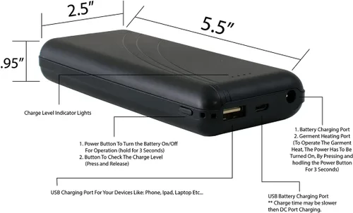 Vista 8 de Nexgen Heat MPM1717DUAL Technology Men's Fiery Heated Hoodie- Black Sweatshirt Jacket for Winter wBattery Pack