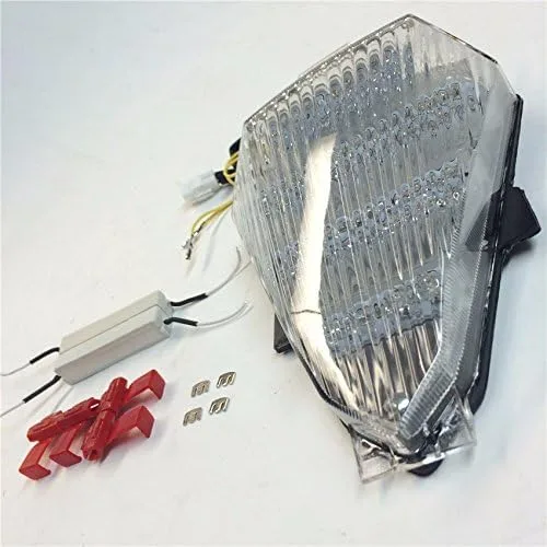 Vista 4 de HONGK- Luz trasera de señal de freno señal de giro lente transparente amarillo rojo luz LED compatible con 2008 2009 2010 2011 2012 2013 YAMAHA