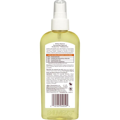 Vista 9 de Palmer's Cocoa Butter Formula - Aceite calmante con vitamina E, alivio para la piel seca y con picazón, aceite corporal antipicazón, 5.1 onzas