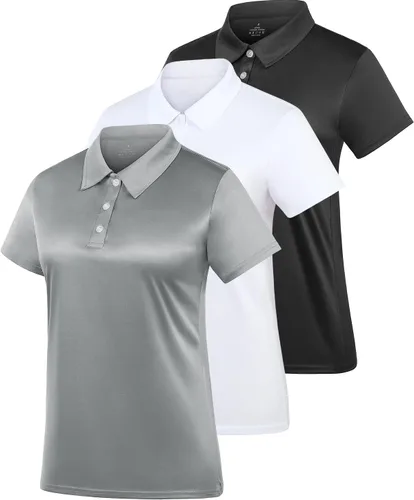 Camiseta polo para mujer, camiseta de golf Dry Fit que absorbe la humedad, manga corta, deportiva, ropa deportiva, cuello con botones, entrenamiento