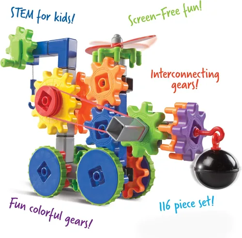 Vista 8 de Learning Resources Gears! Gears! Gears! Machines in Motion - STEM para niños pequeños, juguetes de construcción e ingeniería prácticos, pensamiento