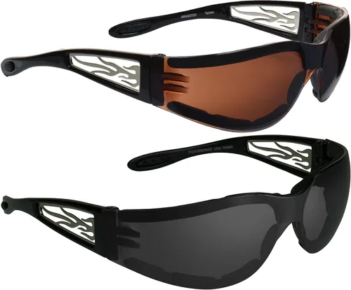 Vista 14 de Anteojos de sol con espuma, para motocicleta. Con diseño de llamas para hombres y mujeres 2 pares transparentes