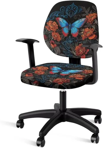 Vista 13 de Funda protectora elástica para silla de oficina con diseño de hongos artísticos, funda giratoria elástica para silla de escritorio, adecuada