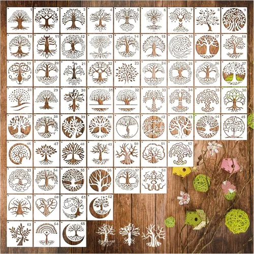 Vista 14 de Plantillas pequeñas de 3 pulgadas para pintar sobre madera, paredes, tarjetas, roca, portavasos, plantillas reutilizables para decoración de madera