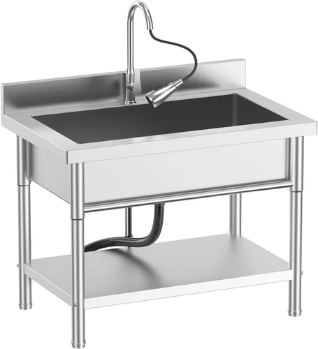 Vista 11 de 39in Large Capacity Stainless Steel Utility Sink with 2-Water Outlet Modes